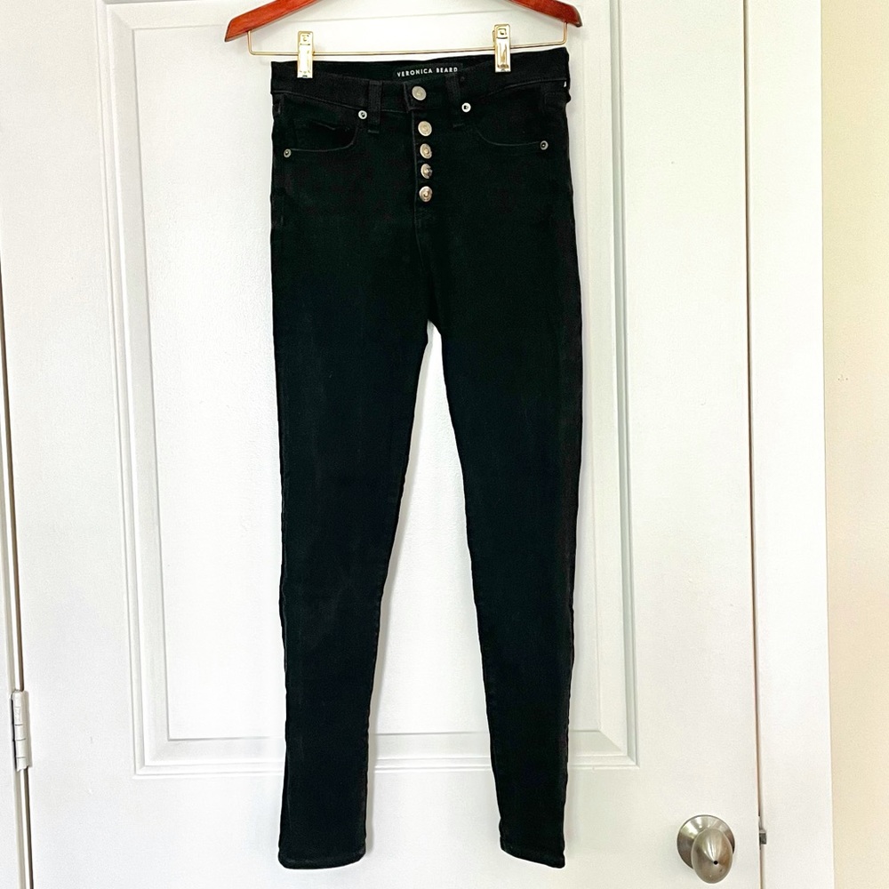 Veronica beard black skinny jeans. Size 25. Mid rise. Buttons